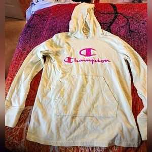 Champion long sleeve yellow hooded shirt